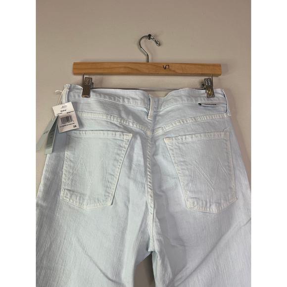 NWT Mother The Scrapper Cuff Ankle Fray Zip Denim Jeans Bottom Baby Blue Size 28 - Picture 7 of 9